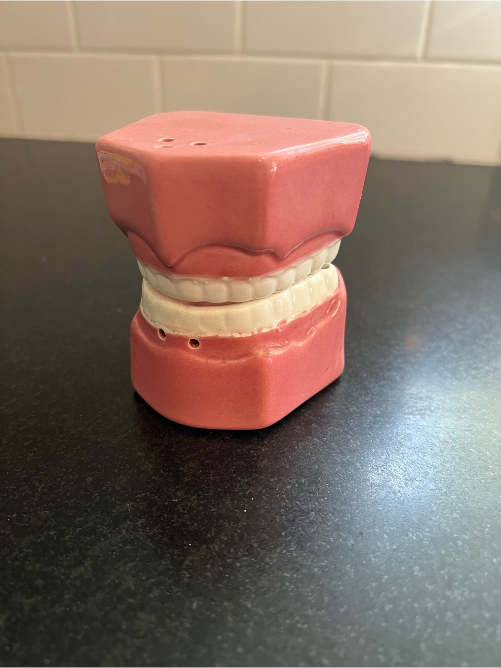 Pink Ceramic Teeth Salt and Pepper Shaker